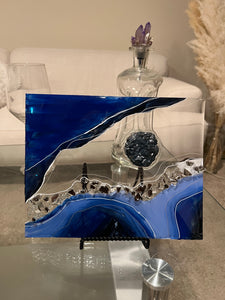 Blue Miniature Geodes on glass